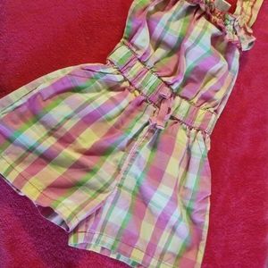 Size 3T Pink, Yellow & Green Plaid Romper